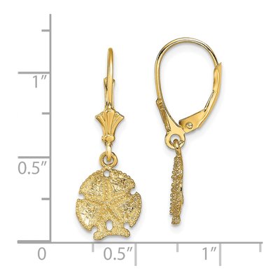 14K Yellow Gold Sand Dollar Leverback Earrings – view 5
