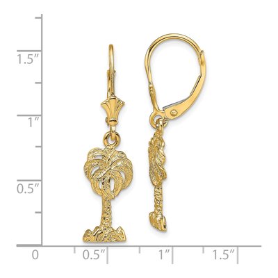 14K Yellow Gold Palm Tree Leverback Earrings – view 5