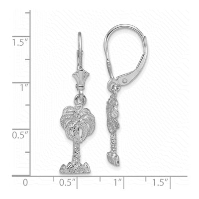 14K White Gold Palm Tree Leverback Earrings – view 5