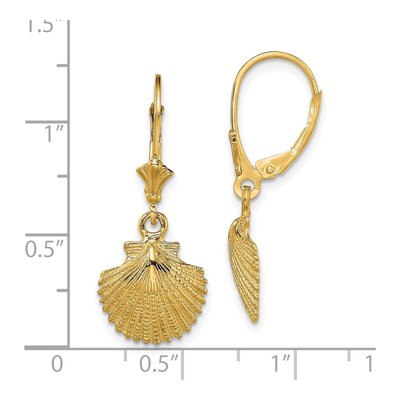 14K Yellow Gold Scallop Shell Leverback Earrings – view 5