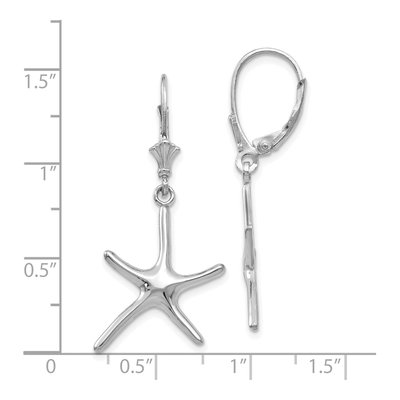 14K White Gold Dancing Starfish Leverback Earrings – view 5