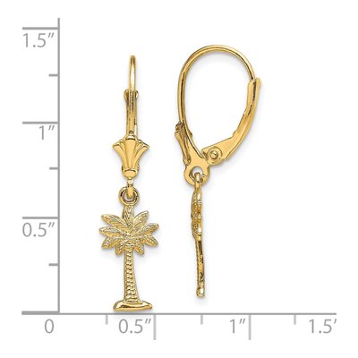 14K Yellow Gold Palmetto Palm Tree Leverback Earrings – view 5
