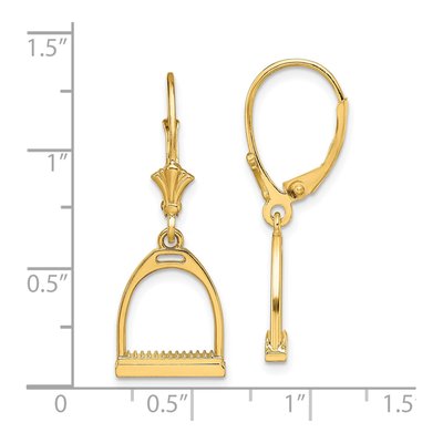 14K Yellow Gold Horse Stirrup Leverback Earrings – view 5