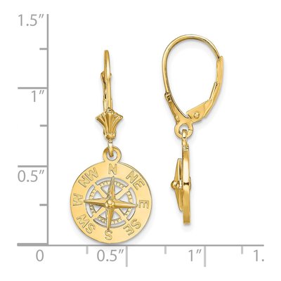 14K Yellow Gold Mini Nautical Compass Leverback Earrings – view 5