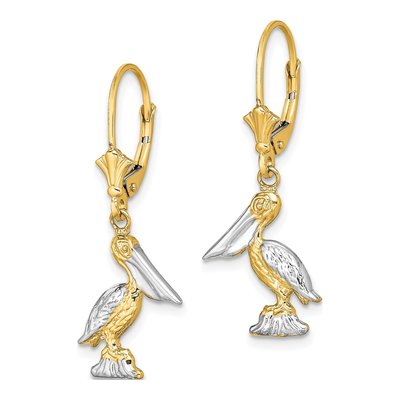 14K Yellow Gold Pelican Leverback Earrings – view 3