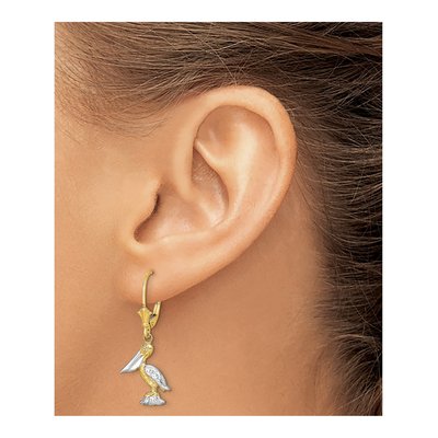 14K Yellow Gold Pelican Leverback Earrings – view 4