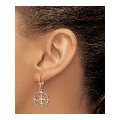 14K Yellow Gold Tree of Life Leverback Earrings – view 4