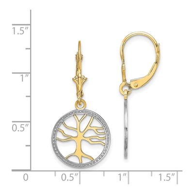 14K Yellow Gold Tree of Life Leverback Earrings – view 5