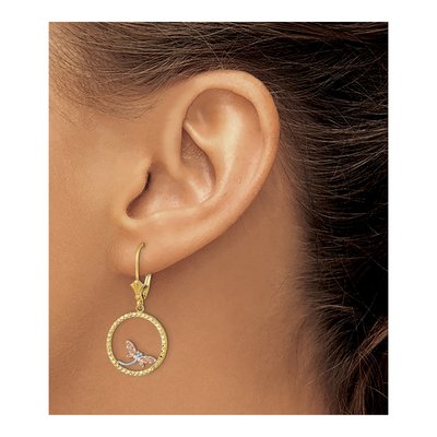 14K Two-Tone Gold Dragonfly Circle Leverback Earrings – view 4