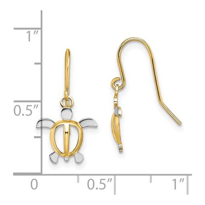 14K Yellow Gold Sea Turtle Dangle Earrings – view 5