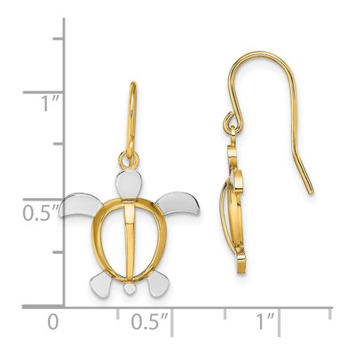14K Yellow Gold Sea Turtle Dangle Earrings – view 4