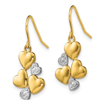 14K Yellow Gold Heart Dangle Earrings – view 3