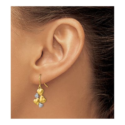 14K Yellow Gold Heart Dangle Earrings – view 4