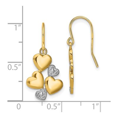 14K Yellow Gold Heart Dangle Earrings – view 5
