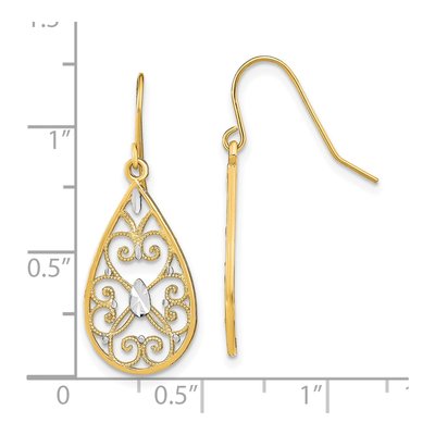 14K Yellow Gold Filigree Teardrop Dangle Earrings – view 5