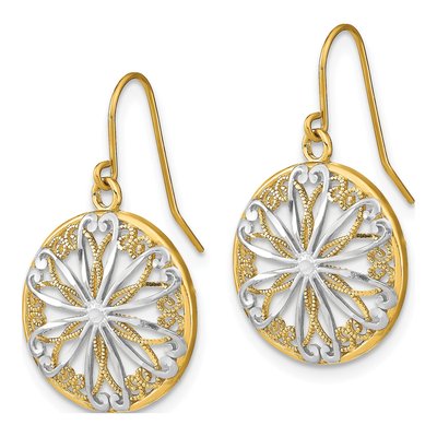 14K Yellow Gold Filigree Medallion Dangle Earrings – view 3