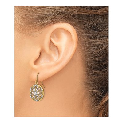 14K Yellow Gold Filigree Medallion Dangle Earrings – view 4