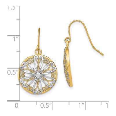 14K Yellow Gold Filigree Medallion Dangle Earrings – view 5
