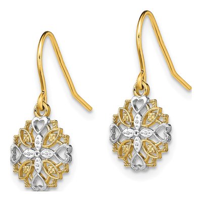 14K Yellow Gold Heart Filigree Dangle Earrings – view 3