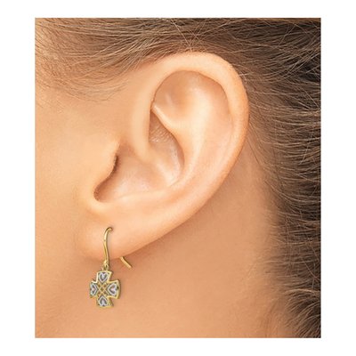 14K Yellow Gold Cross Heart Dangle Earrings – view 4