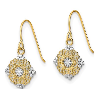 14K Yellow Gold Filigree Dangle Earrings – view 3