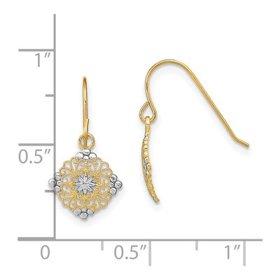 14K Yellow Gold Filigree Dangle Earrings – view 5