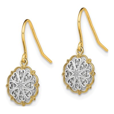 14K Yellow Gold Medallion Dangle Earrings – view 3