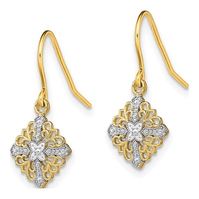 14K Yellow Gold Filigree Dangle Earrings – view 3