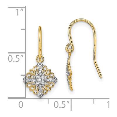 14K Yellow Gold Filigree Dangle Earrings – view 5