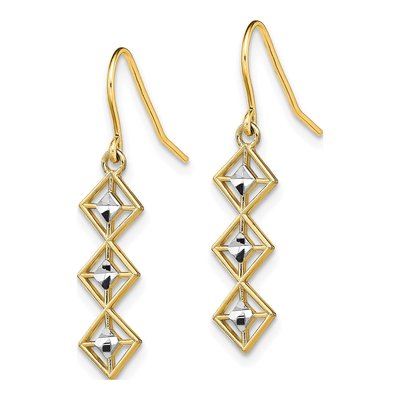 14K Yellow Gold Diamond-Cut Dangle Earrings – view 3