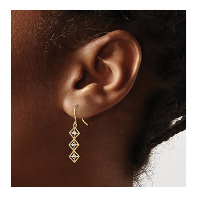 14K Yellow Gold Diamond-Cut Dangle Earrings – view 4