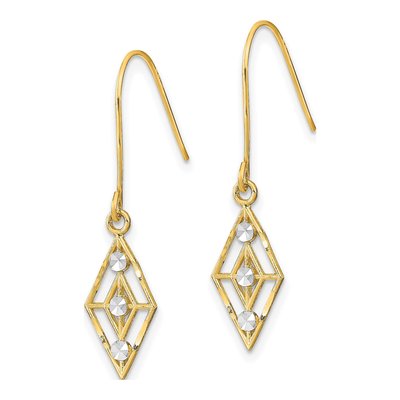 14K Yellow Gold Diamond-Cut Dangle Earrings – view 3