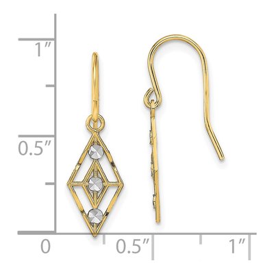 14K Yellow Gold Diamond-Cut Dangle Earrings – view 5