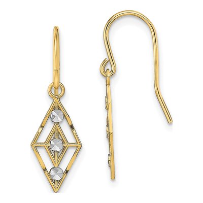 14K Yellow Gold Diamond-Cut Dangle Earrings