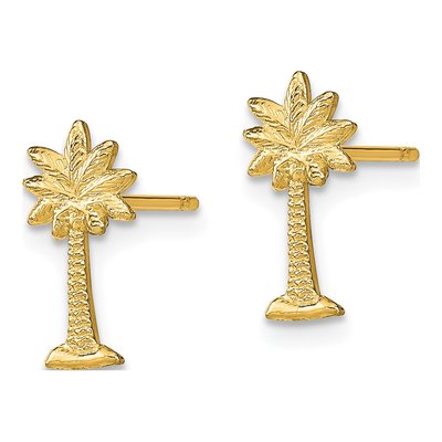 14K Yellow Gold Palm Tree Dangle Earrings – view 3