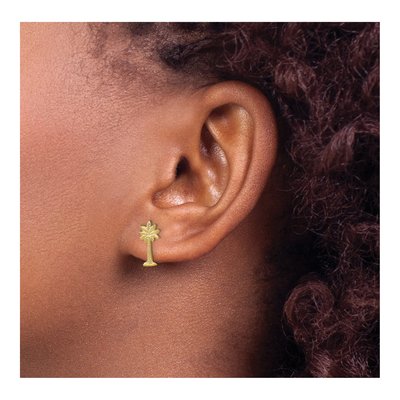 14K Yellow Gold Palm Tree Dangle Earrings – view 4