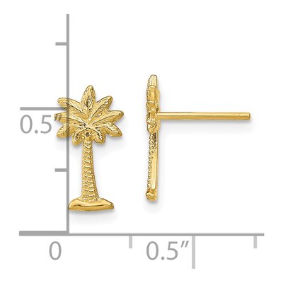 14K Yellow Gold Palm Tree Dangle Earrings – view 5