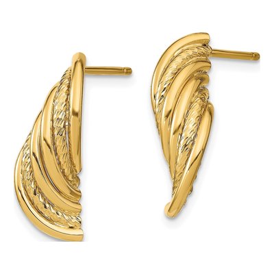 14K Yellow Gold Diamond-Cut Twisted Dangle Earrings – view 2