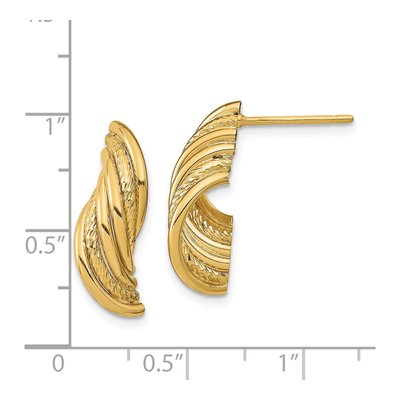 14K Yellow Gold Diamond-Cut Twisted Dangle Earrings – view 4