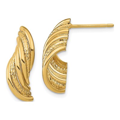14K Yellow Gold Diamond-Cut Twisted Dangle Earrings