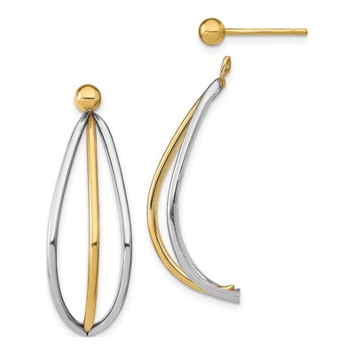 14K Yellow Gold Ball Jacket Dangle Earrings