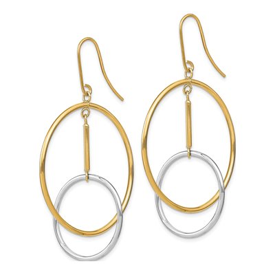 14K Two-Tone Gold Circle Bar Dangle Earrings – view 2