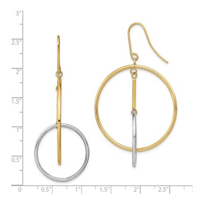 14K Two-Tone Gold Circle Bar Dangle Earrings – view 4