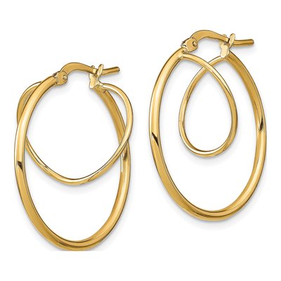 14K Yellow Gold Twisted Hoop Earrings – view 2
