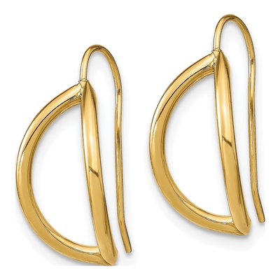 14K Yellow Gold Half Circle Dangle Earrings – view 3