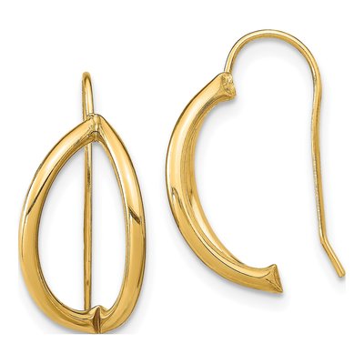 14K Yellow Gold Half Circle Dangle Earrings