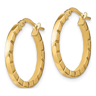 14K Yellow Gold 21mm Grooved Tube Hoop Earrings – view 2