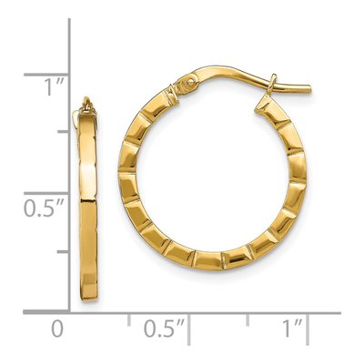 14K Yellow Gold 21mm Grooved Tube Hoop Earrings – view 4
