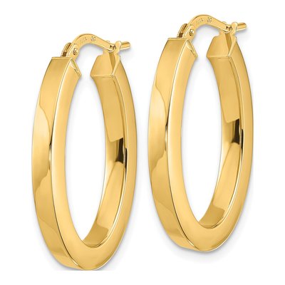 14K Yellow Gold Square Tube Oval Hoop Earrings – view 2