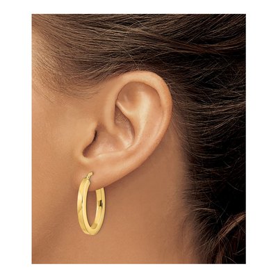 14K Yellow Gold Square Tube Oval Hoop Earrings – view 3